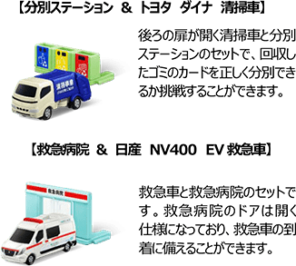 分別ステーション ＆ トヨタ　ダイナ　清掃車／救急病院 ＆ 日産　NV400　EV救急車